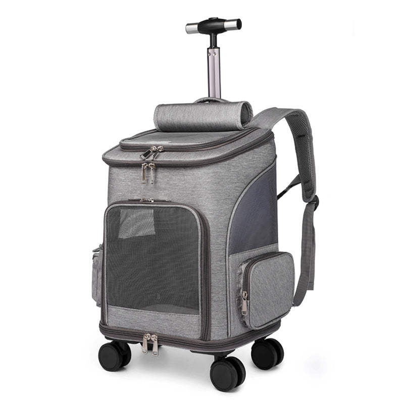 Mochila Plegable para Gatos con Ruedas y Ventana Transparente
