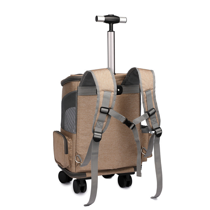 Mochila Plegable para Gatos con Ruedas y Ventana Transparente