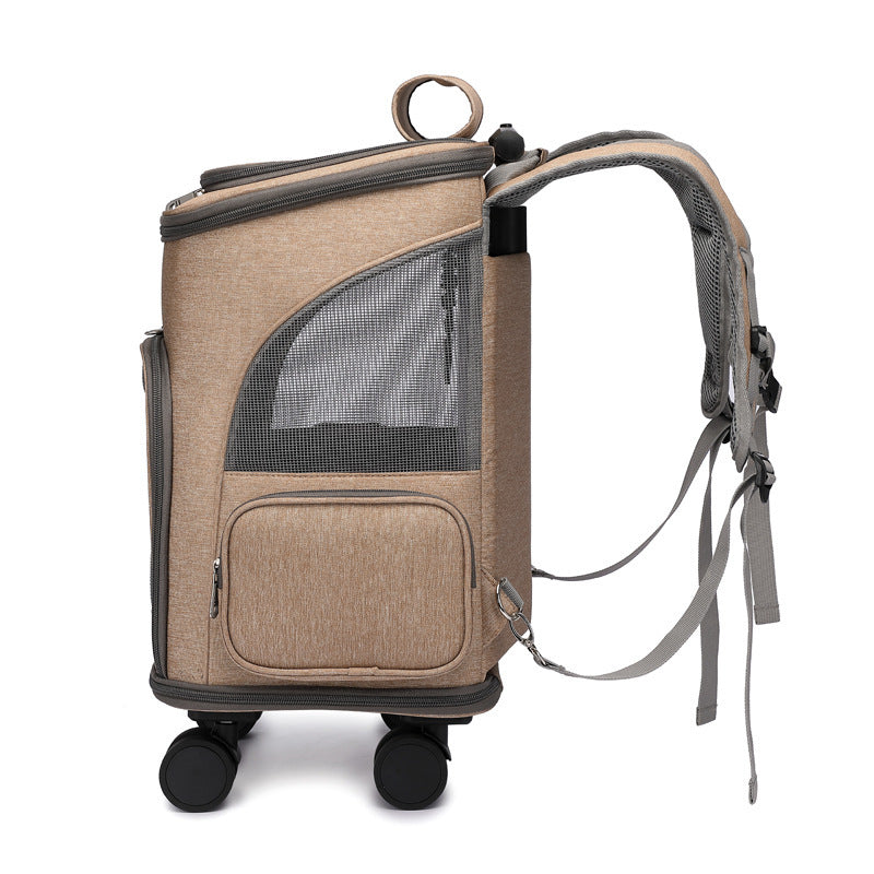 Mochila Plegable para Gatos con Ruedas y Ventana Transparente