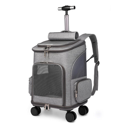 Mochila Plegable para Gatos con Ruedas y Ventana Transparente