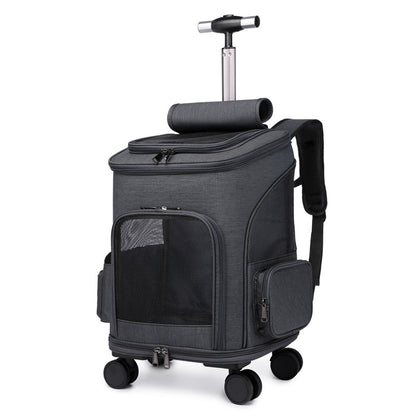 Mochila Plegable para Gatos con Ruedas y Ventana Transparente